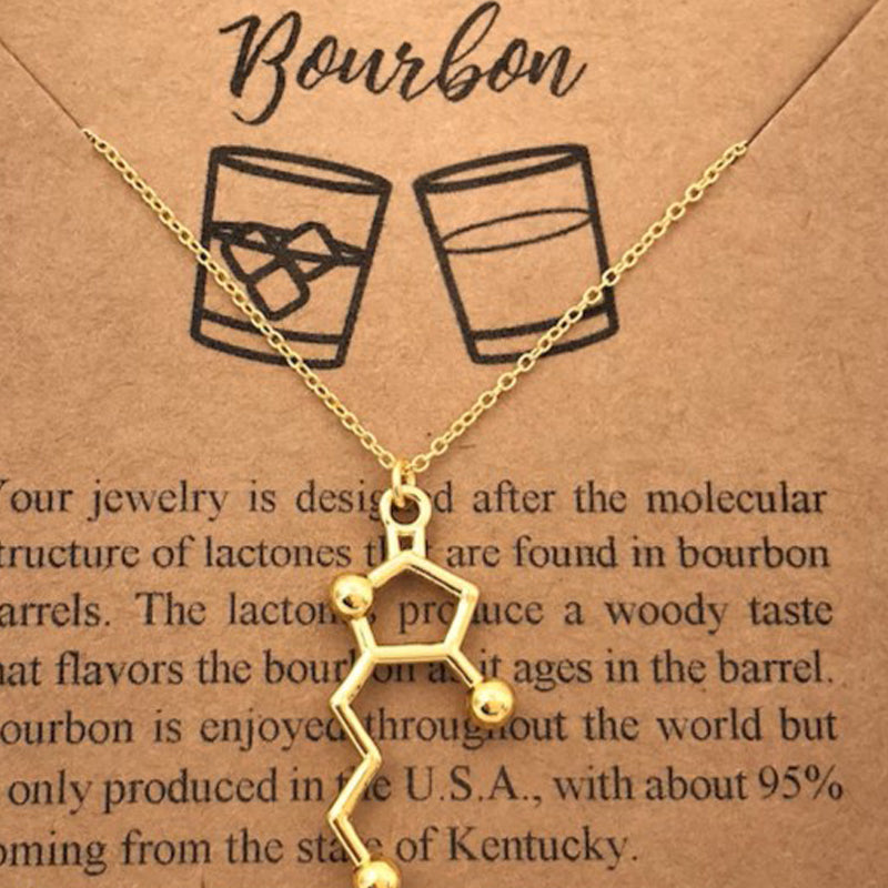Bourbon Whiskey Alcohol Molecule Necklace