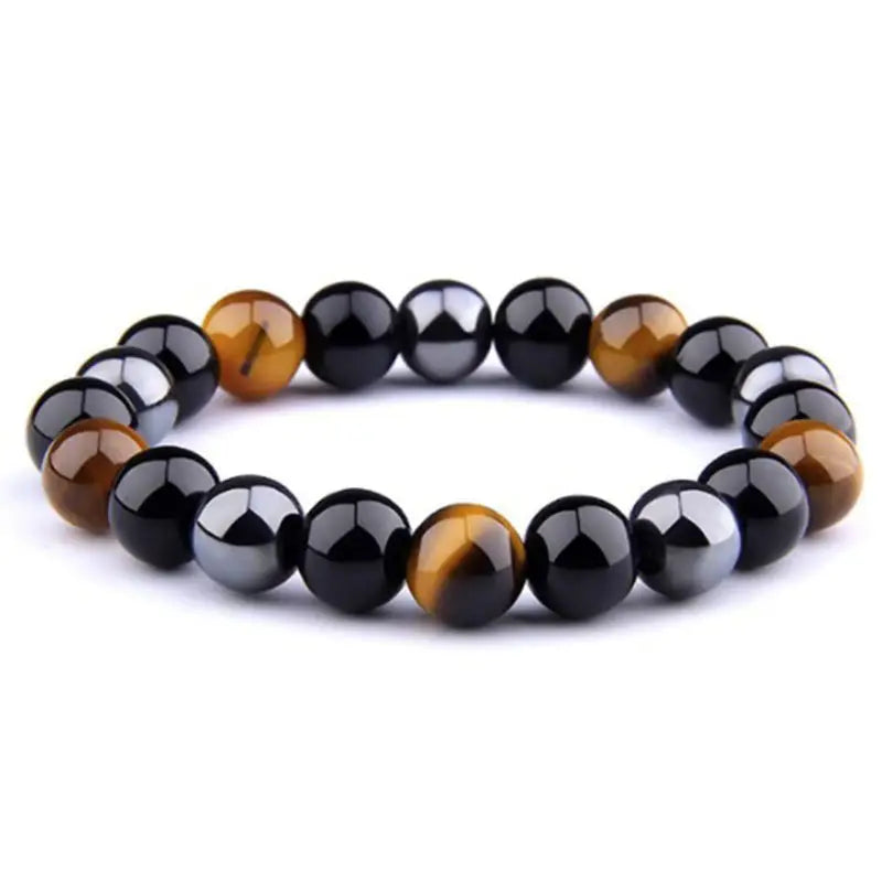 Natural Opal Zebra Agalmatolite Stone Beaded Anxiety Bracelet 8MM