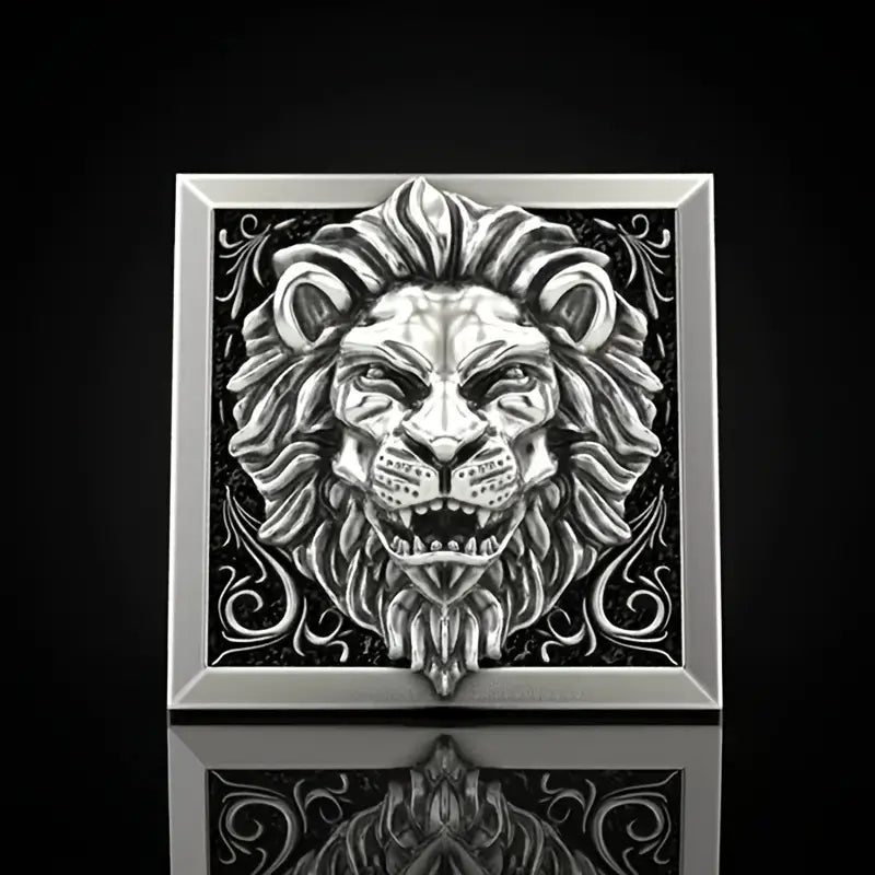 Lion Head Men's Fashion Ring Invisible Box Storage Ring