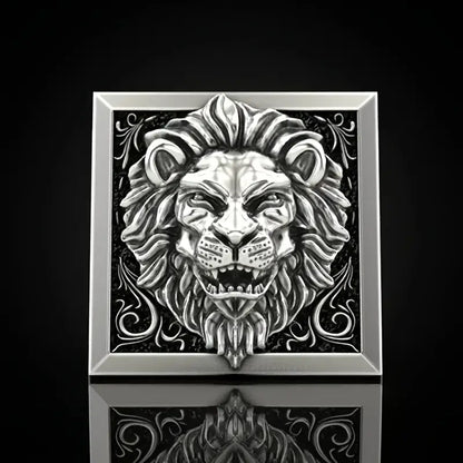Lion Head Men's Fashion Ring Invisible Box Storage Ring