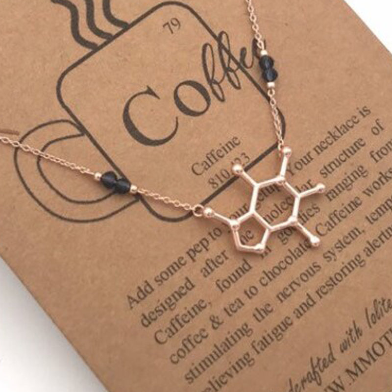 Caffeine Coffee Molecule Necklace
