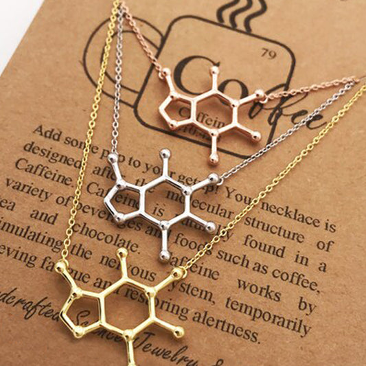 Caffeine Coffee Molecule Necklace
