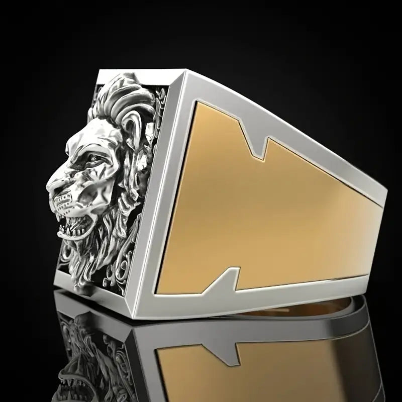 Lion Head Men's Fashion Ring Invisible Box Storage Ring