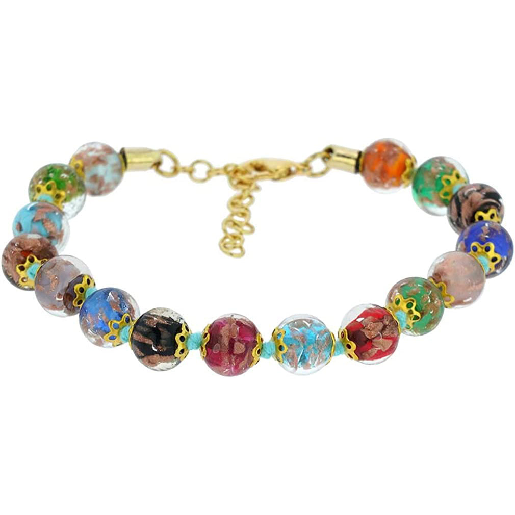 Venice Murano Glass Bracelet Italian Multicolor Beads Handmade Blown Glass