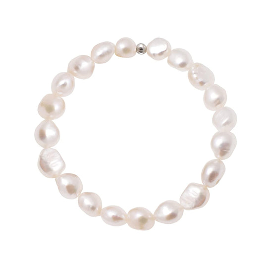 Cultured Freshwater Baroque Pearl Stretch Bracelet 8-9MM