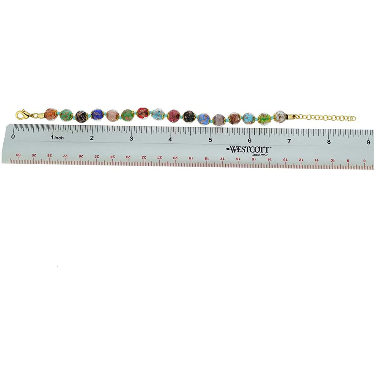 Venice Murano Glass Bracelet Italian Multicolor Beads Handmade Blown Glass