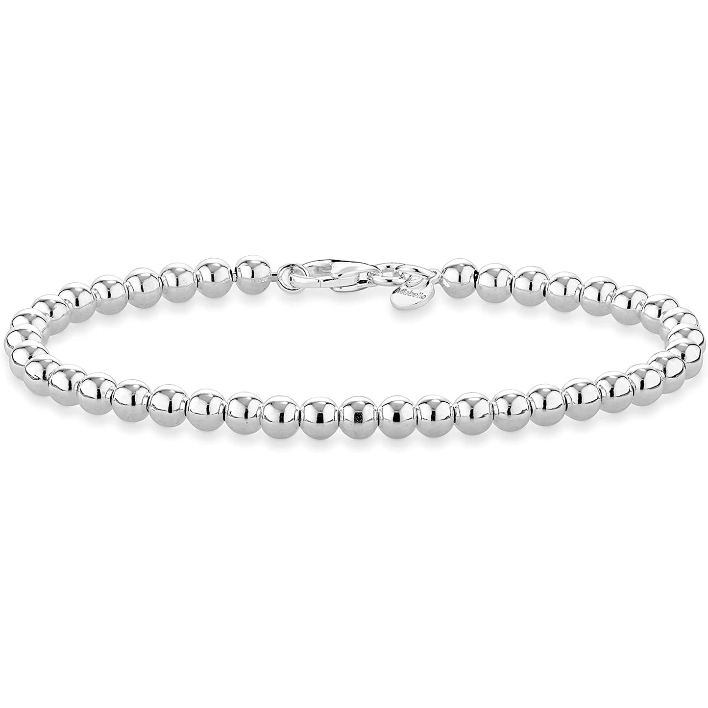 Sterling Silver Italian Handmade 4mm Bead Ball Strand Chain Bracelet