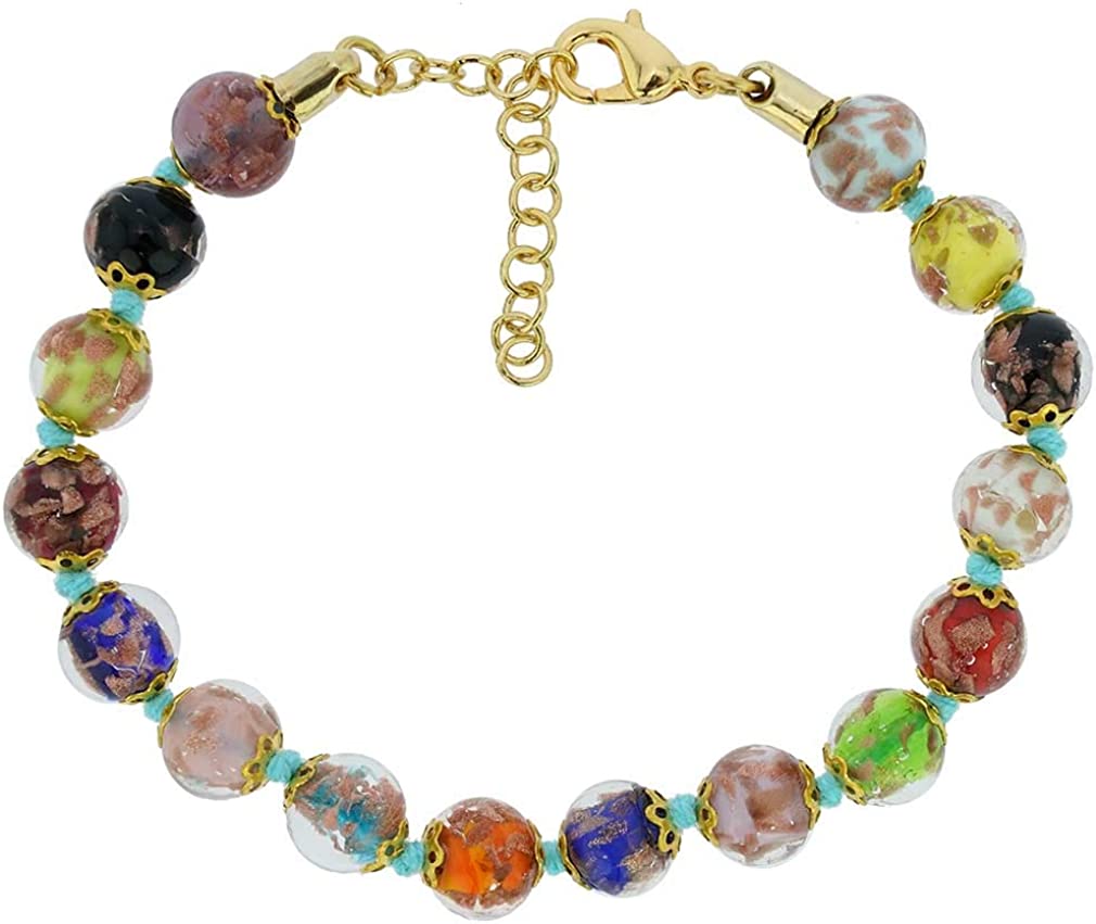 Venice Murano Glass Bracelet Italian Multicolor Beads Handmade Blown Glass