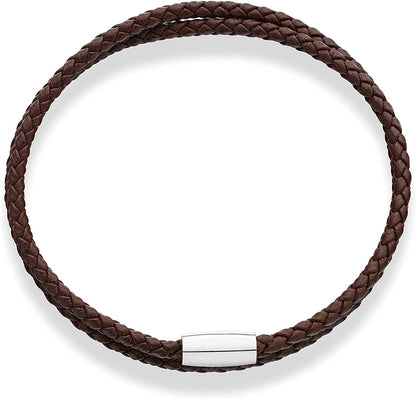 Genuine Italian Double Wrap Braided Leather Bracelet