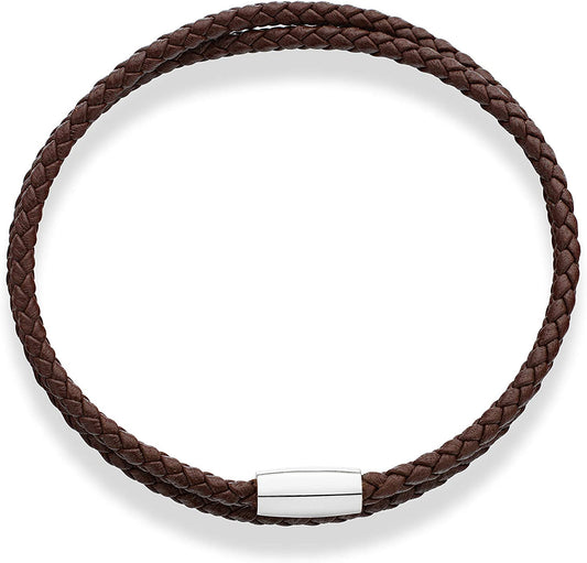 Genuine Italian Double Wrap Braided Leather Bracelet