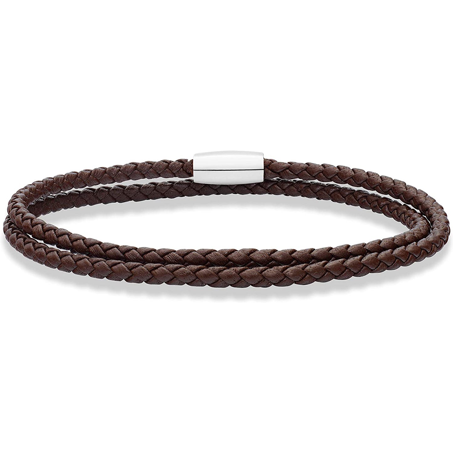 Genuine Italian Double Wrap Braided Leather Bracelet