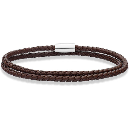 Genuine Italian Double Wrap Braided Leather Bracelet