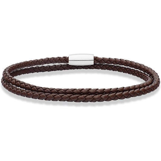 Genuine Italian Double Wrap Braided Leather Bracelet