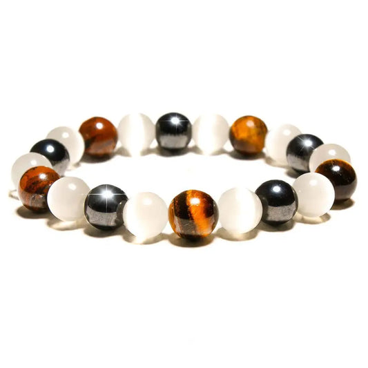 Natural Opal Zebra Agalmatolite Stone Beaded Anxiety Bracelet 8MM