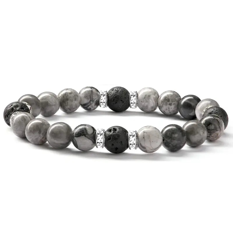 Natural Opal Zebra Agalmatolite Stone Beaded Anxiety Bracelet 8MM