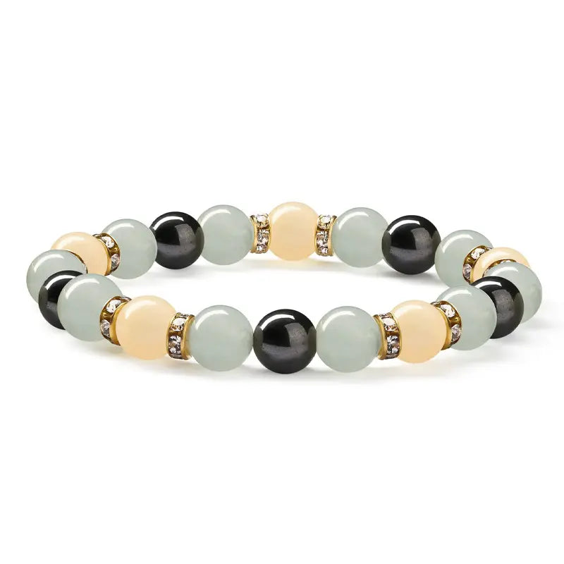 Natural Opal Zebra Agalmatolite Stone Beaded Anxiety Bracelet 8MM